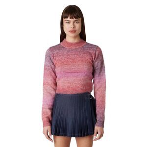 NIA Sweater Womens Medium Pink Aspen Ombre Cropped Long Sleeve